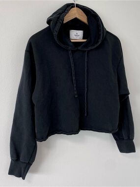 Reigning Champ Cropped Hoodie Black XS Women’s Light Terry Cutoff Raglan Aritzia